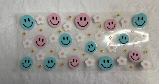 Blue and pink smileys